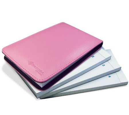 A pocket-sized flip notepad with a protective cover makes it convenient for quick and easy note taking on the spot.